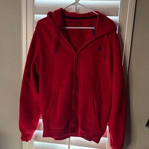 U.S. Polo Assn. Red Hooded Zip Sweatshirt with Logo